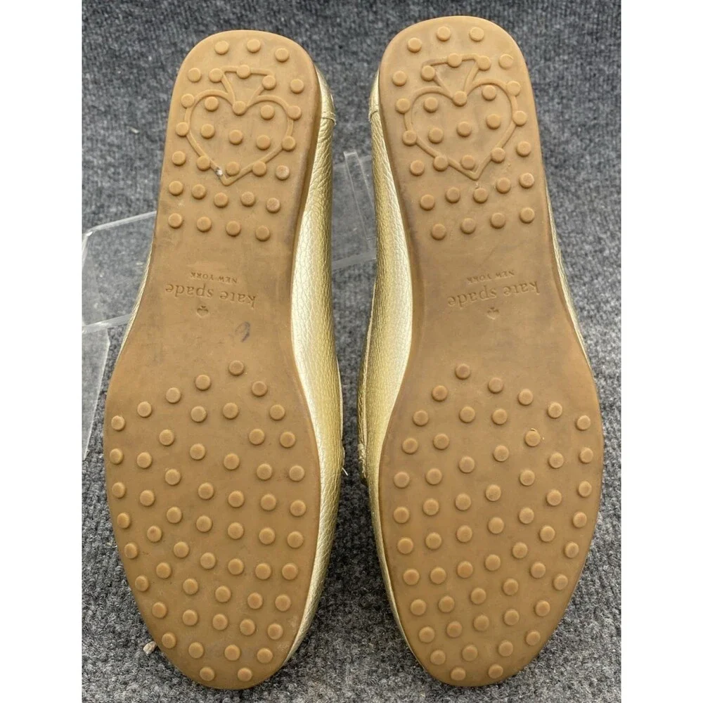Kate Spade Bergman Gold Metallic Leather Loafers Women’s Size 8.5 Slip On Flats